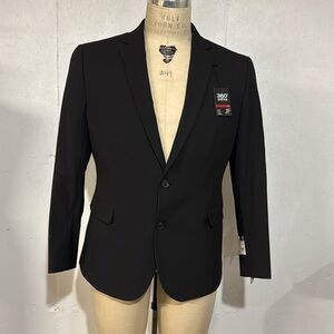 JF J Ferrar Mens Stretch Fabric Slim Fit Sport Coat Suit Jacket 46R Black